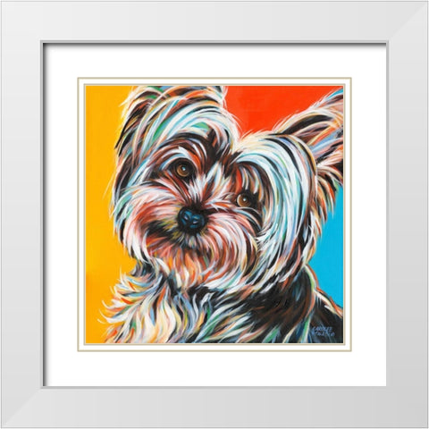 Sweet Yorkie II White Modern Wood Framed Art Print with Double Matting by Vitaletti, Carolee