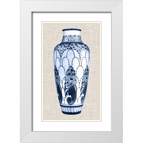 Blue and White Vase I White Modern Wood Framed Art Print with Double Matting by Unknown