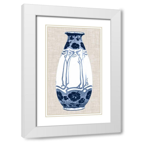 Blue and White Vase II White Modern Wood Framed Art Print with Double Matting by Unknown