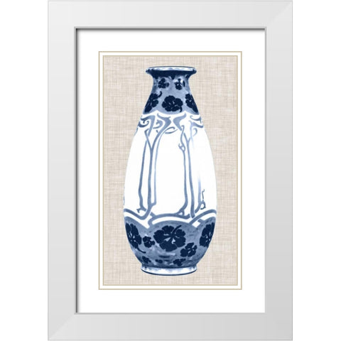Blue and White Vase II White Modern Wood Framed Art Print with Double Matting by Unknown