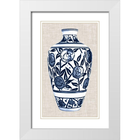 Blue and White Vase IV White Modern Wood Framed Art Print with Double Matting by Unknown