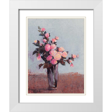 Soft Lit Roses II White Modern Wood Framed Art Print with Double Matting by OToole, Tim