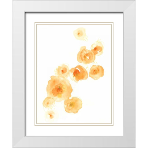Falling Blossoms I White Modern Wood Framed Art Print with Double Matting by Vess, June Erica
