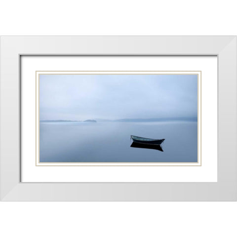 Scene on the Water II White Modern Wood Framed Art Print with Double Matting by McLoughlin, James