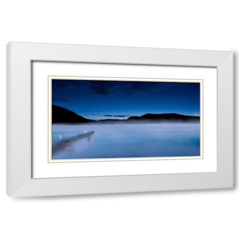 Scene on the Water III White Modern Wood Framed Art Print with Double Matting by McLoughlin, James