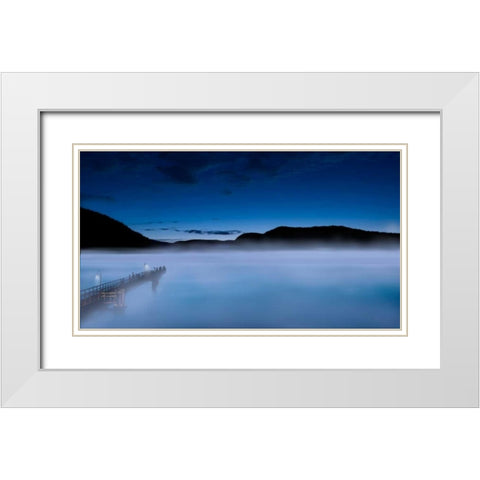 Scene on the Water III White Modern Wood Framed Art Print with Double Matting by McLoughlin, James