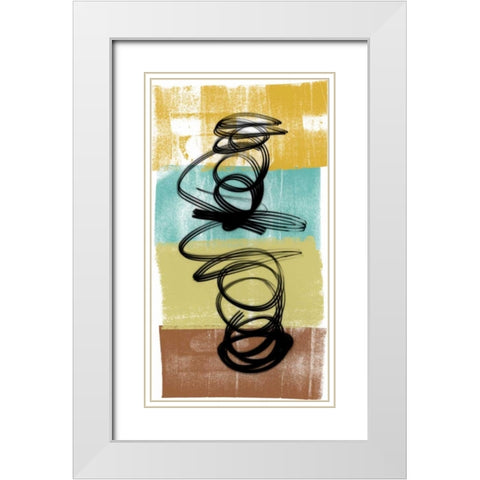 Dancing Swirl I White Modern Wood Framed Art Print with Double Matting by Saunders, Alonzo