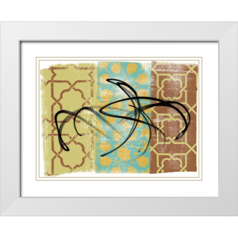 Swirling III White Modern Wood Framed Art Print with Double Matting by Saunders, Alonzo
