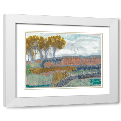 Patchwork Landscape I White Modern Wood Framed Art Print with Double Matting by Goldberger, Jennifer