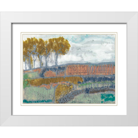 Patchwork Landscape I White Modern Wood Framed Art Print with Double Matting by Goldberger, Jennifer