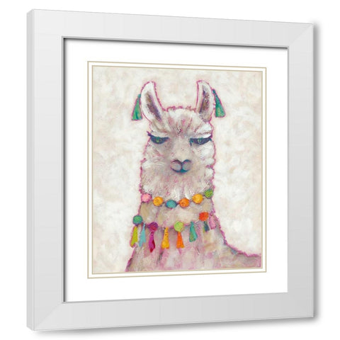 Festival Llama II White Modern Wood Framed Art Print with Double Matting by Zarris, Chariklia