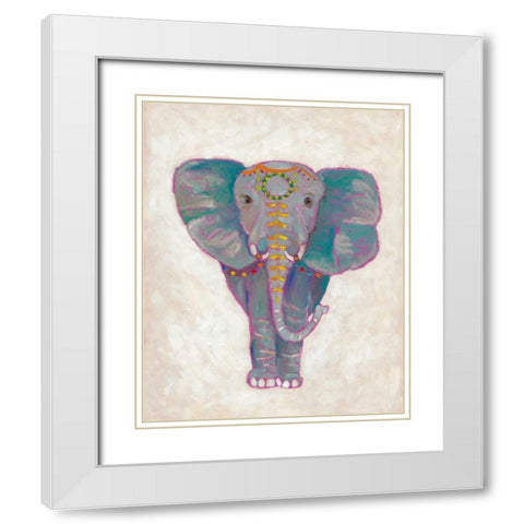 Festival Elephant I White Modern Wood Framed Art Print with Double Matting by Zarris, Chariklia