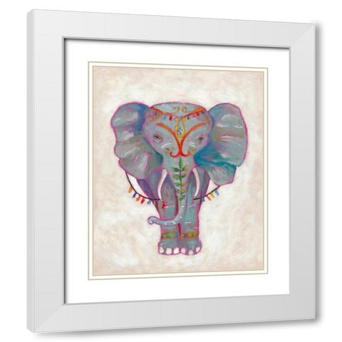 Festival Elephant II White Modern Wood Framed Art Print with Double Matting by Zarris, Chariklia