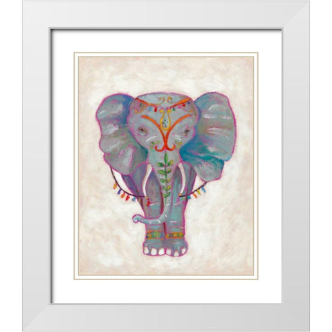 Festival Elephant II White Modern Wood Framed Art Print with Double Matting by Zarris, Chariklia