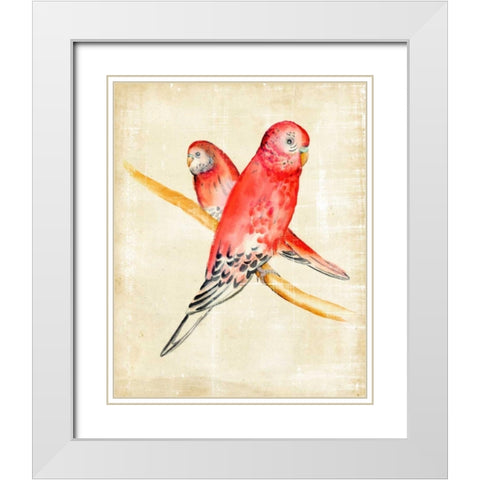 Fanciful Birds I White Modern Wood Framed Art Print with Double Matting by Zarris, Chariklia
