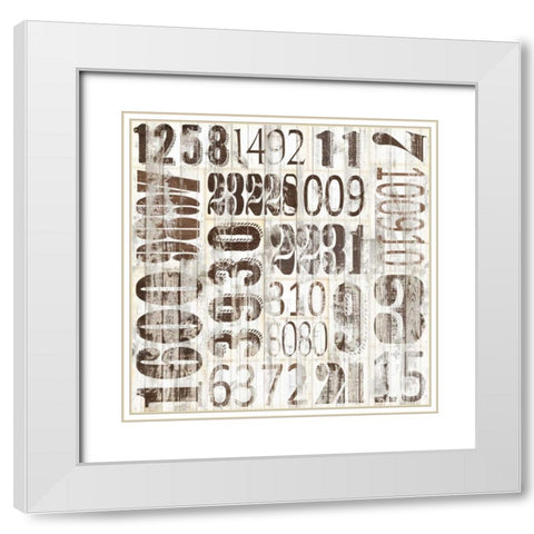 Weathered Numbers II White Modern Wood Framed Art Print with Double Matting by Fagalde, Jarman