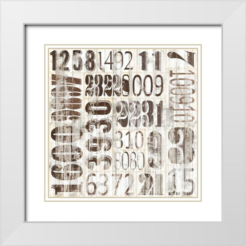 Weathered Numbers II White Modern Wood Framed Art Print with Double Matting by Fagalde, Jarman