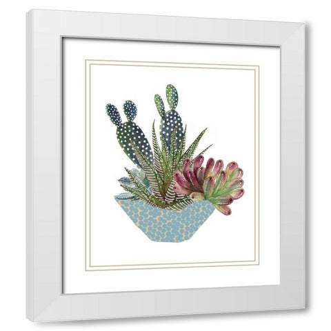 Cactus Arrangement I White Modern Wood Framed Art Print with Double Matting by Wang, Melissa