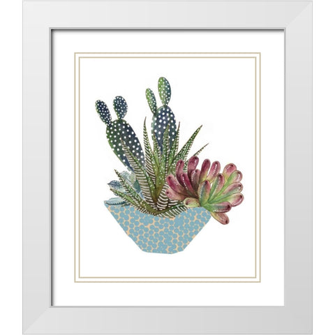 Cactus Arrangement I White Modern Wood Framed Art Print with Double Matting by Wang, Melissa