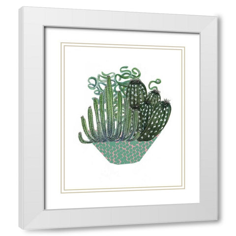 Cactus Arrangement II White Modern Wood Framed Art Print with Double Matting by Wang, Melissa