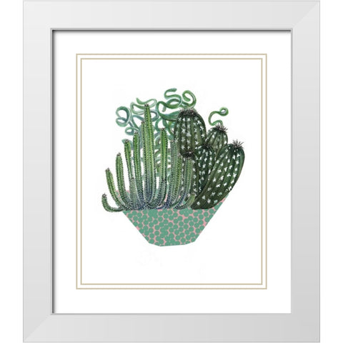 Cactus Arrangement II White Modern Wood Framed Art Print with Double Matting by Wang, Melissa