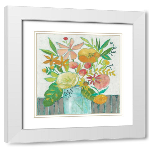 Homestead Floral I White Modern Wood Framed Art Print with Double Matting by Zarris, Chariklia