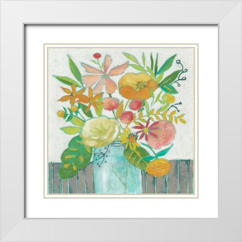 Homestead Floral I White Modern Wood Framed Art Print with Double Matting by Zarris, Chariklia