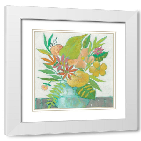 Homestead Floral II White Modern Wood Framed Art Print with Double Matting by Zarris, Chariklia