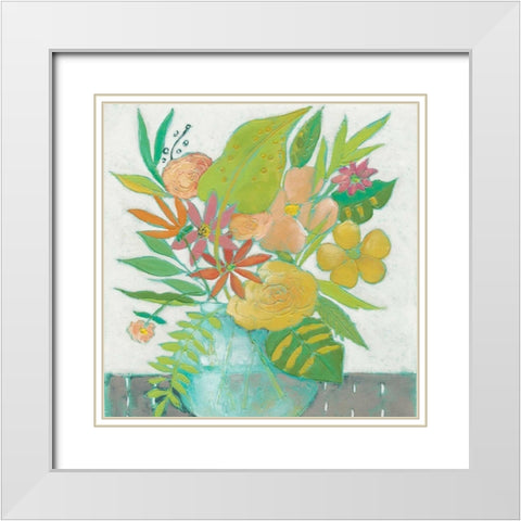 Homestead Floral II White Modern Wood Framed Art Print with Double Matting by Zarris, Chariklia