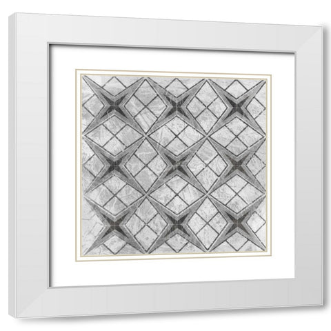 Boho Luxe Tile III White Modern Wood Framed Art Print with Double Matting by Vess, June Erica