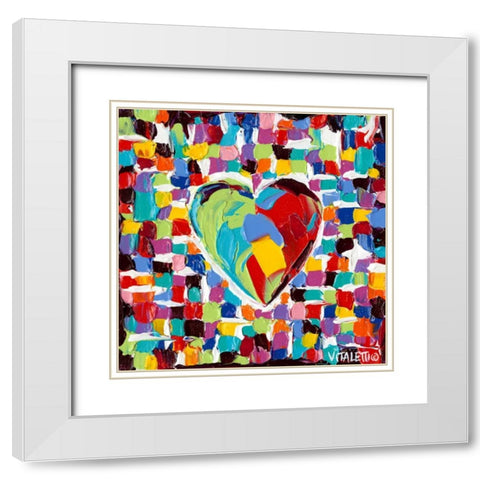 Mosaic Heart I White Modern Wood Framed Art Print with Double Matting by Vitaletti, Carolee