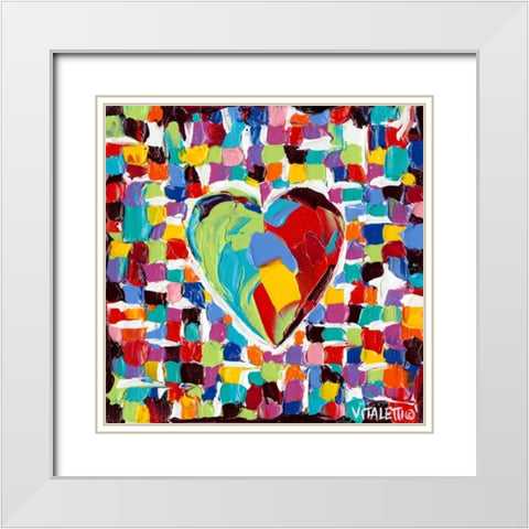 Mosaic Heart I White Modern Wood Framed Art Print with Double Matting by Vitaletti, Carolee