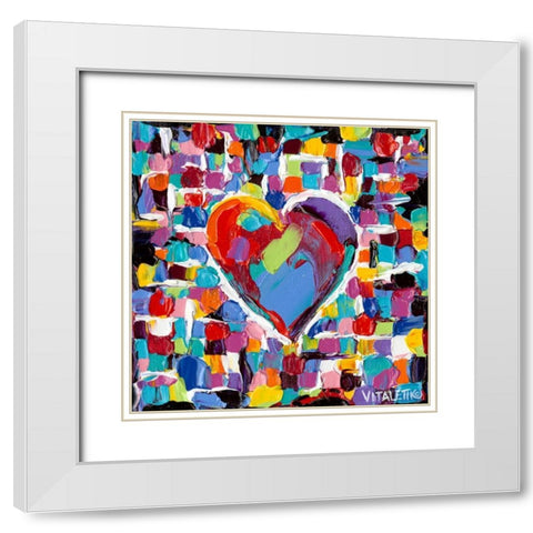 Mosaic Heart II White Modern Wood Framed Art Print with Double Matting by Vitaletti, Carolee