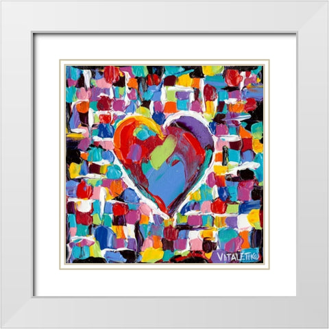 Mosaic Heart II White Modern Wood Framed Art Print with Double Matting by Vitaletti, Carolee