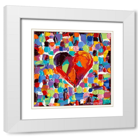 Mosaic Heart III White Modern Wood Framed Art Print with Double Matting by Vitaletti, Carolee