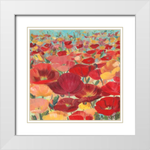 Wild Flower Field II White Modern Wood Framed Art Print with Double Matting by Iafrate, Sandra