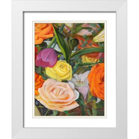 Deconstructed Flower Composition II White Modern Wood Framed Art Print with Double Matting by Iafrate, Sandra