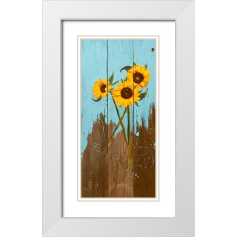 Sunflowers on Wood I White Modern Wood Framed Art Print with Double Matting by Iafrate, Sandra