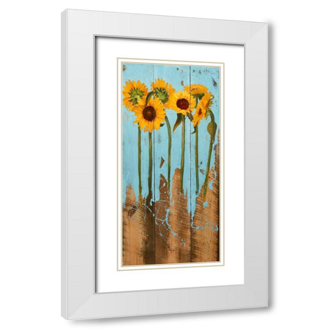 Sunflowers on Wood II White Modern Wood Framed Art Print with Double Matting by Iafrate, Sandra