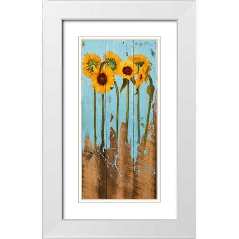 Sunflowers on Wood II White Modern Wood Framed Art Print with Double Matting by Iafrate, Sandra
