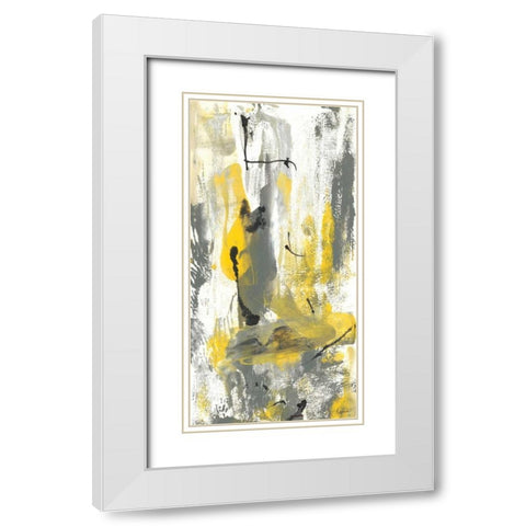 Grey Movement I White Modern Wood Framed Art Print with Double Matting by Combs, Joyce