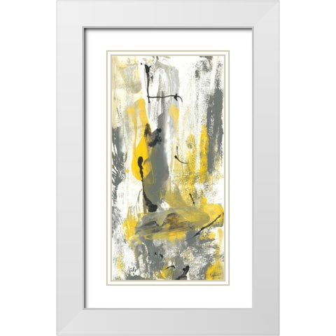 Grey Movement I White Modern Wood Framed Art Print with Double Matting by Combs, Joyce