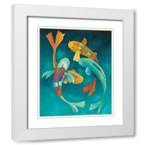 Ornamental Koi II White Modern Wood Framed Art Print with Double Matting by Zarris, Chariklia