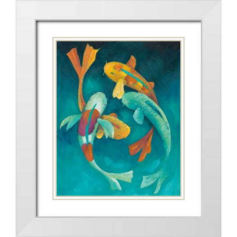 Ornamental Koi II White Modern Wood Framed Art Print with Double Matting by Zarris, Chariklia