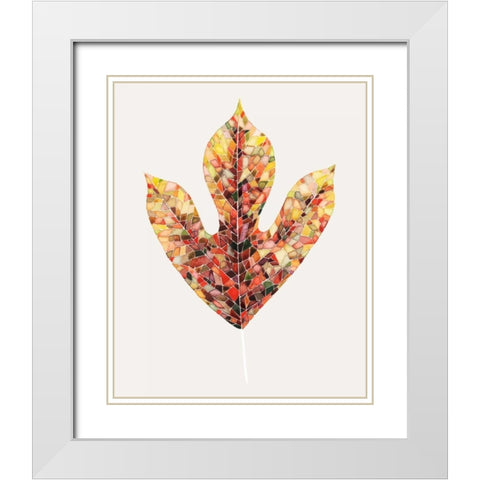 Fall Mosaic Leaf II White Modern Wood Framed Art Print with Double Matting by Popp, Grace