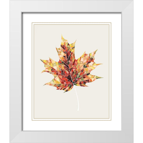 Fall Mosaic Leaf III White Modern Wood Framed Art Print with Double Matting by Popp, Grace