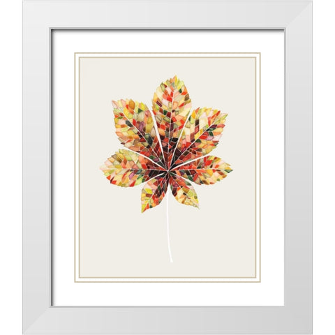 Fall Mosaic Leaf IV White Modern Wood Framed Art Print with Double Matting by Popp, Grace