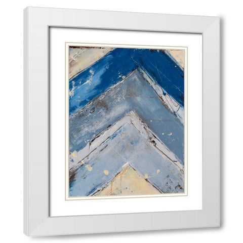 Blue Zag I White Modern Wood Framed Art Print with Double Matting by Ashley, Erin