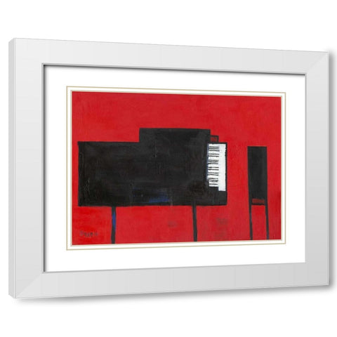 The Piano White Modern Wood Framed Art Print with Double Matting by Dixon, Samuel