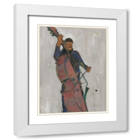 The Man Behind the Bass White Modern Wood Framed Art Print with Double Matting by Dixon, Samuel